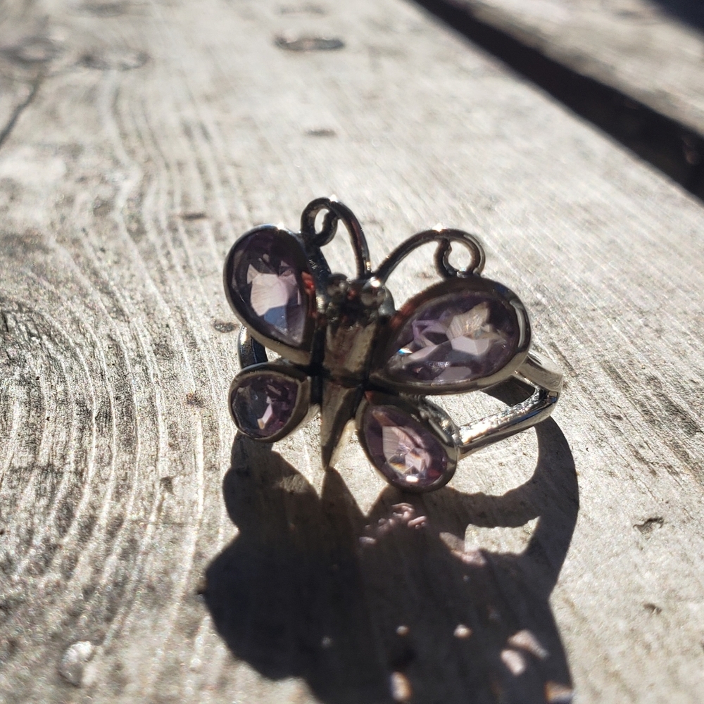 Amethyst Butterfly Ring ~ Solid 925 Silver ~ Natu… - image 5